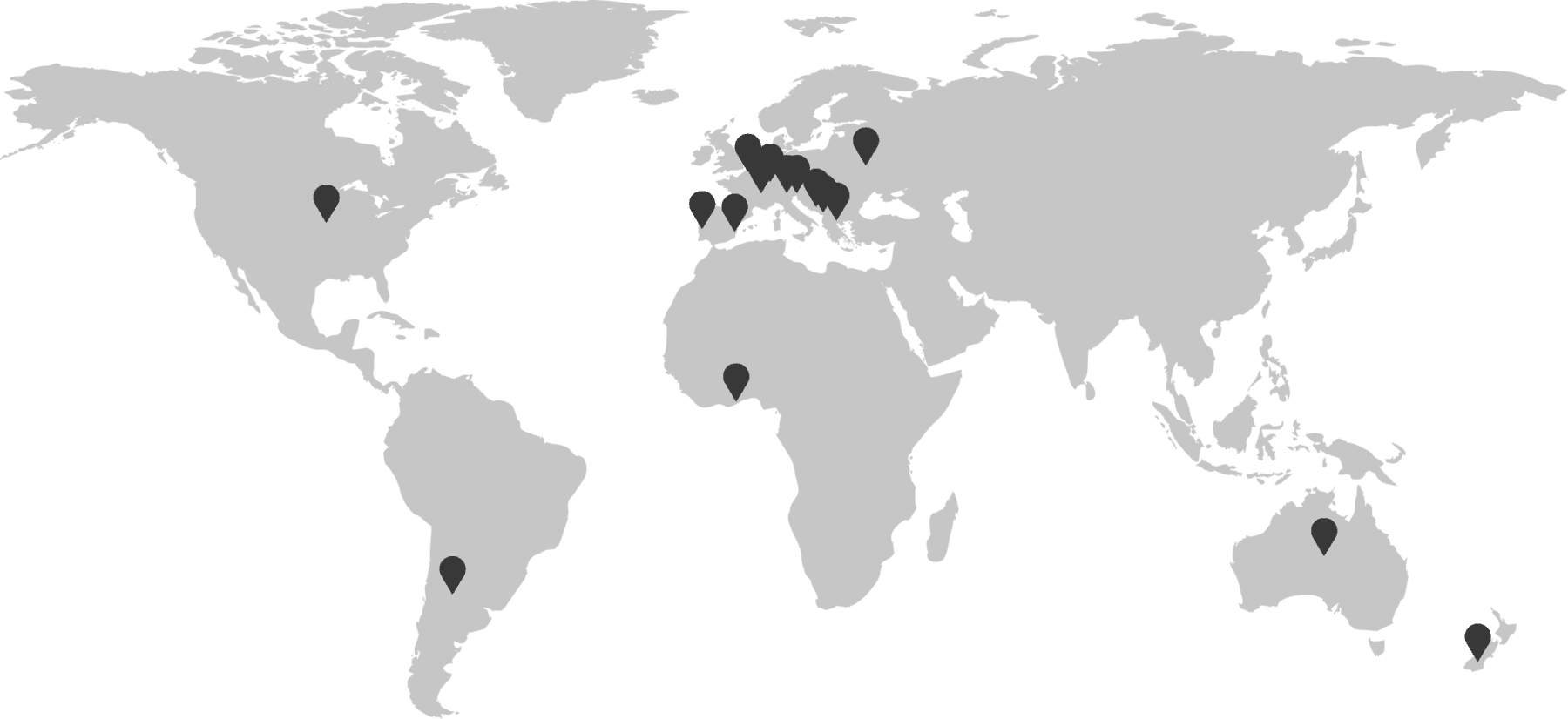 World map marking the countries where Protex Healthcare distribution partners operate